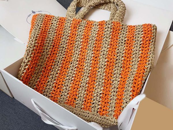 

stylish women's leisure shopping tote bag op54 women's hand-woven straw fabric large capacity resort beach reusable designer handb