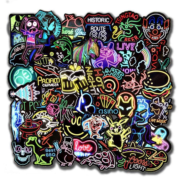 Impermeável 10/50 pcs Cool Neon Adesivos Para Laptop Bagagem Telefone Capas Garrafas de Água Carro Crianças Presente Engraçado Dos Desenhos Animados Vinil Adesivo Decalques Adesivo De Carro