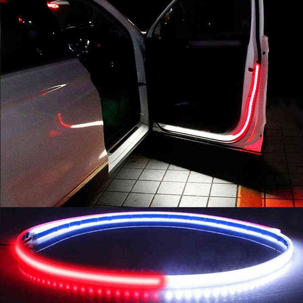 Fit For ALL Cars Door LED Spia 2Pcs Flessibile Dual Color Strip Illuminazione Bianco Rosso Sequenziale Switchback Safety Strobe Y220708