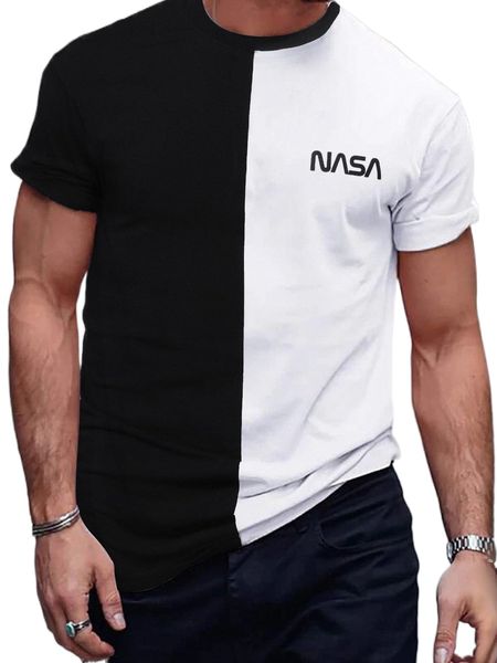 

men two tone letter graphic tee d8pa#, White;black