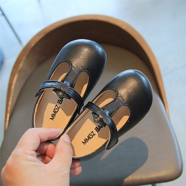 

summer girls pu leather high hfling shoes baby dance kids flat sandals children wedding shoes 220409, Black;red