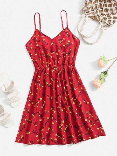 

ditsy floral cami dress q9at#, Black;gray