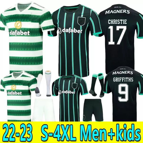 

3xl 4xl 2023 celtic soccer jersey home away kyogo edouard 22 23 elyounoussi turnbull ajeti christie mcgregor griffiths forrest men kids kit, Black;yellow