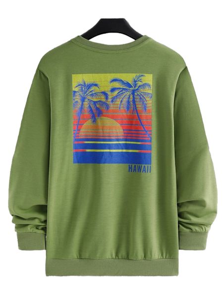 

men tropical & letter graphic sweatshirt a0nu#, Black