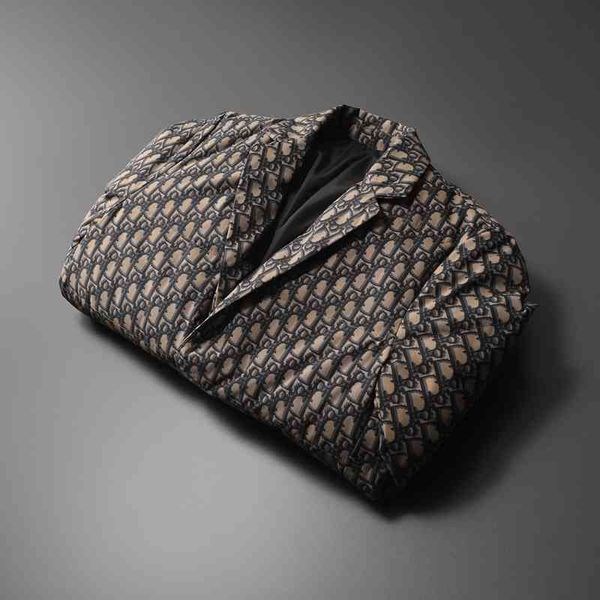 

fashion new men's down jacket luxury brand designer wholesale winter trend personalized suit collar, Black