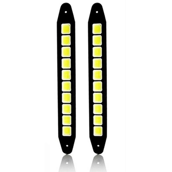 

2pcs car led daytime running lights 10 cob flexible waterproof led strip light drl fog bulbs white ice blue 12v