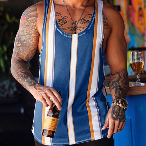 

casual printed mens tank sunmer fashion bodybuilding gym vest sleeveless sportwear beach hawaiian holiday man tank 220620, White;black