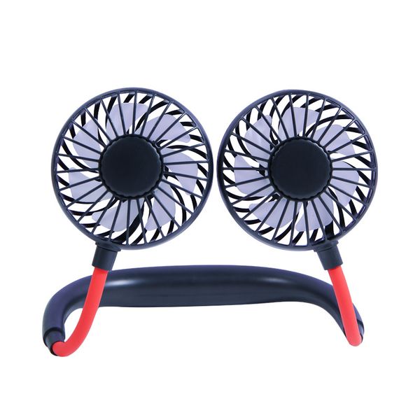 Ventilatore da collo sospeso Sport Mini ventilatore portatile pigro LED Ventilatore USB pieghevole a emissione di luce in grado di ruotare di 360 gradi DHL / UPS