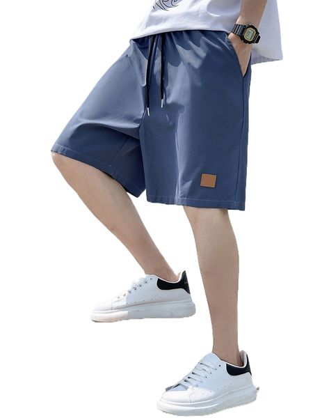 

men patched detail drawstring waist shorts i7wo#, White;black