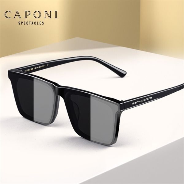 

caponi nylon sunglasses acetate square sun glasses for men uv400 protection anti reflective black shades cp7499 220616, White;black