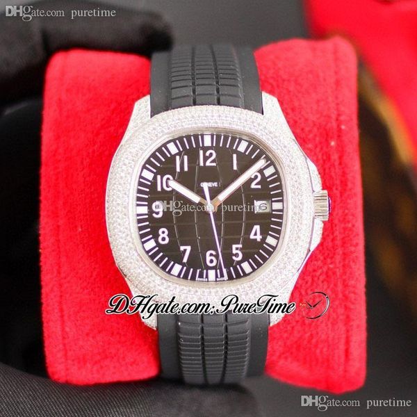 

sf 40mm 5167a paved diamonds a324 automatic mens watch diamond case black dial number markers rubber strap super edition hip hop jewelry wat, Slivery;brown