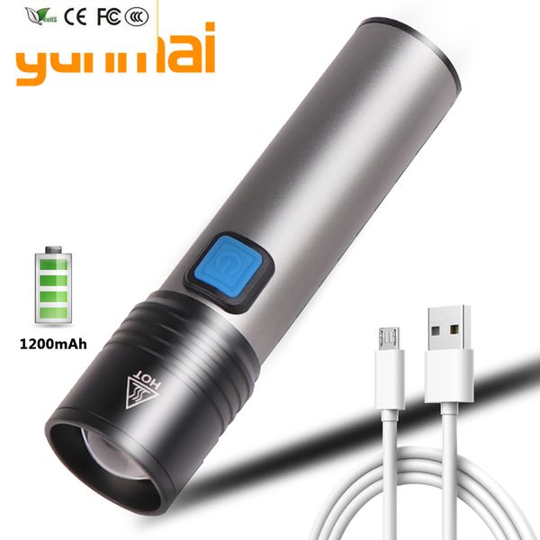 Новый светодиодный фонарик XM-L T6 встроенный аккумулятор Mini фонарик USB Перезаряжаемый фонарь Водонепроницаемый лампа