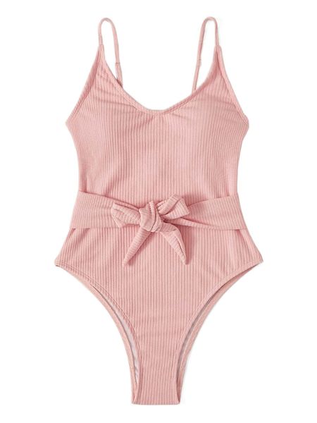 

textured knot front one piece swimsuit o3qa#, White;black