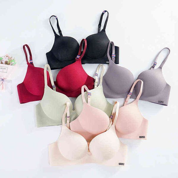 

girl small breast bra for women small size comfort wireless collect push up simple lingerie seamless brasserie bralettle l220726, Red;black