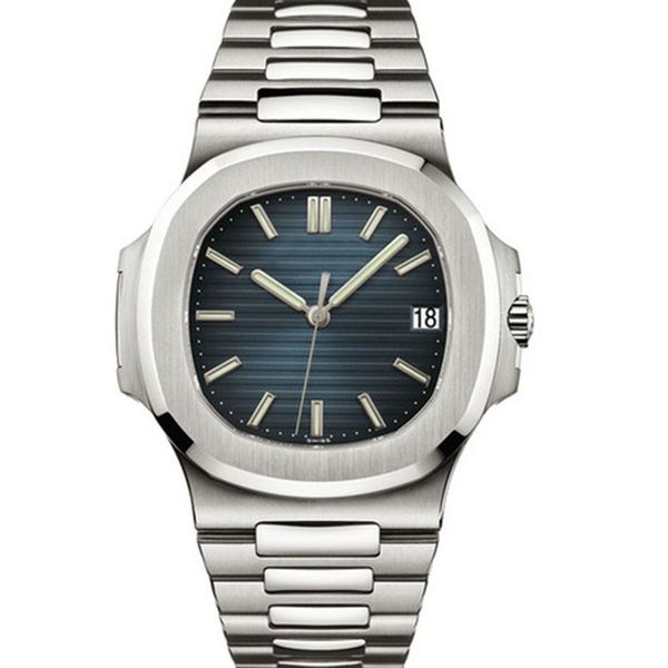 

mens automatic movement 40 mm watch blue dial classic 5711 5711/1a watches men quality sapphire sport transparent back wristwatches original, Slivery;brown