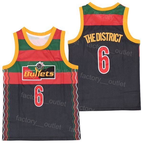 Men filme Br Remix Wale x Basquete 6 A equipe do distrito Jersey Limited Edition Black Color All Stitched Hiphop Universidade respirável Algodão puro Qualidade superior à venda