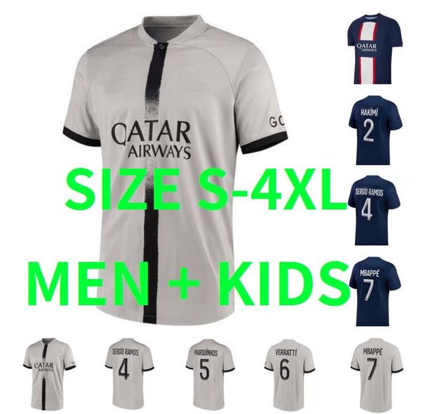 

22 23 psgs hakimi sergio ramos player #30 soccer jersey maillot de foot 2022 2023 mbappe football shirt men kids hommes enfants wijnaldum ve, Black;yellow