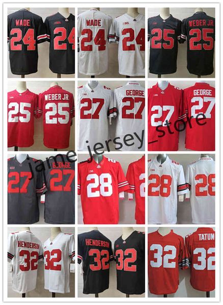 

xflsp college ohio state buckeyes football jersey 24 shaun wade 25 mike weber jr 27 eddie george 32 treveyon henderson 32 jack tatum 33 mast, Black