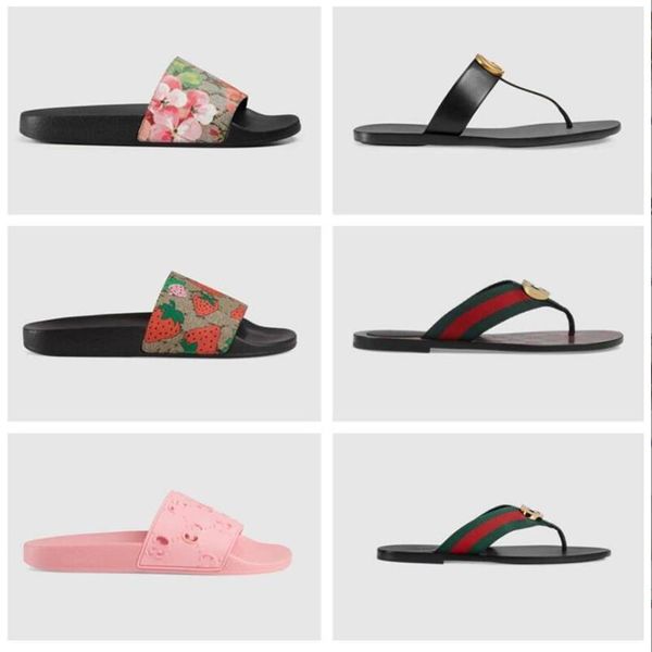 

slipper designer slide summer sandals fashion men beach indoor flat flip flops leather lady women shoes ladies slippers size 35-45243u, Black