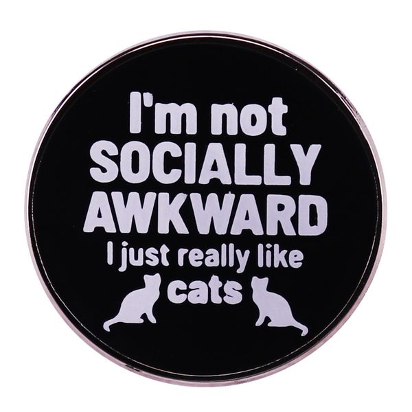 

i'm not socially awkward i just like cat brooches metal badges bags and accessories, Blue