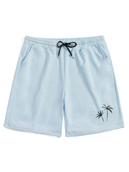 

romwe guys tropical graphic drawstring shorts c7u2#, White;black