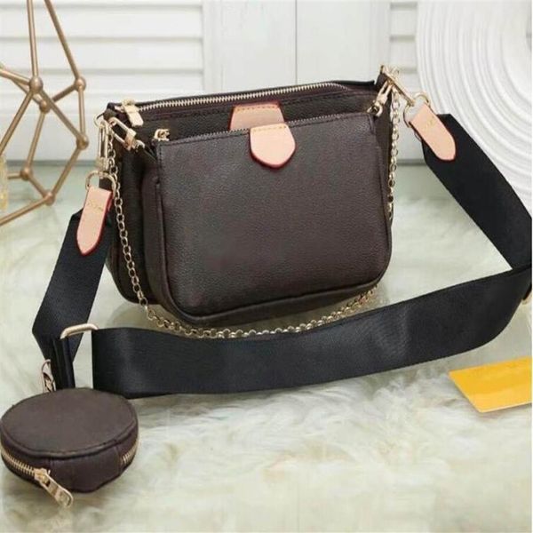 

handbags women favorite mini pochette 3pcs accessories crossbody bag vintag shoulder bags leather multi color straps281s