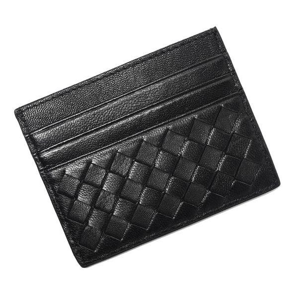 

card package man business id credit cards holder pack pocket woman multiple simple sheep skin 100% woven leather thin slim mini, Brown;gray