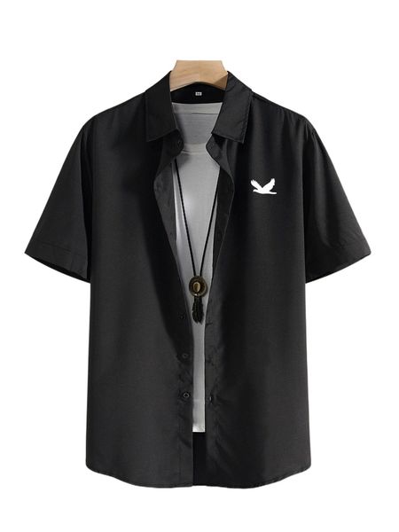 

men animal print button up shirt without tee 46tx#, White;black