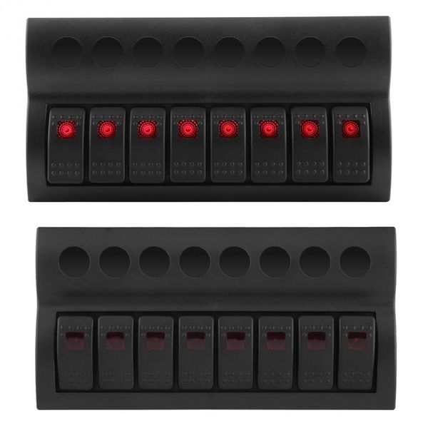 Relè automatici 3Pin 8 Gang Rocker Switch Panel 12V 24V LED Pannello impermeabile Interruttori automatici per auto Marine Boat Car-Styling