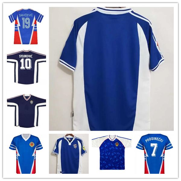

1990 1991 1998 1999 2000 yugoslavia retro soccer jersey world cup #8 mijatovic #19 savicevic vintage classic 90 91 99 00 football shirts tha, Black;yellow