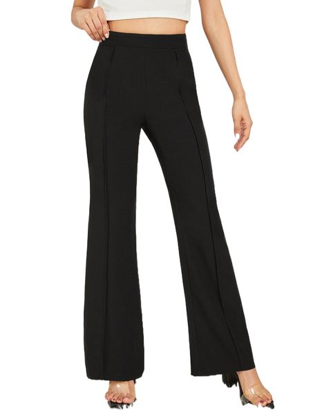 

seam front flare leg pants 801d#, Black;white