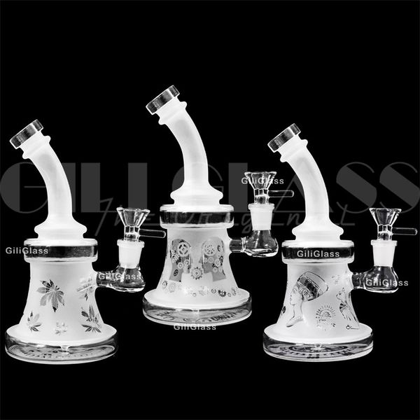 8-Zoll-Wasserpfeifen Frosted Rasta Recycler Glas Wasserpfeife Bong Heady Dab Rig Mini-Ölplattformen mit Quarznagel-Rauchpfeifen