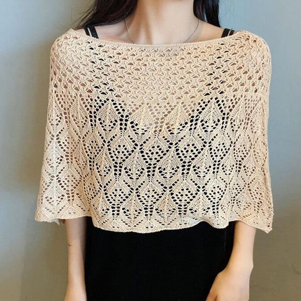 Koreanische Stricken Hohl Häkeln Halstücher Spitze Schal Sommer Kurze Eis Seide Baumwolle Bluse Pullover Frauen Gefälschte Kragen Schutz Mantel Schal