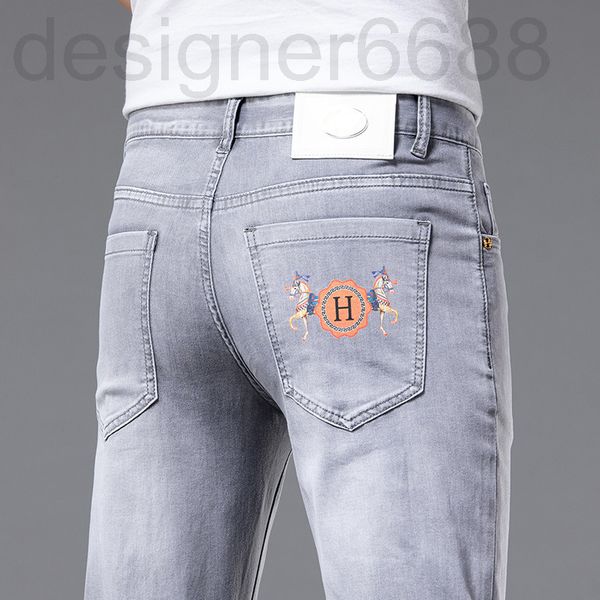 

men's jeans designer spring men's jeans, small feet, slim fit, cotton elastic brand, korean youth horse pull car, love brand 8cy0, Blue