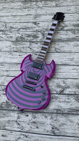 

wylde purple barbarian signed by zakk black bullseye sg electric guitar