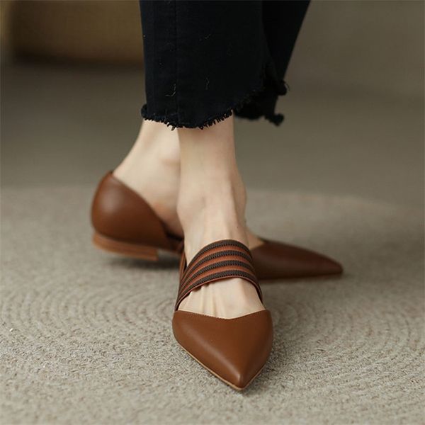 

pointed womens flats fashion retro solid ladies mary jane summer flat bottom casual shallow mouth female single shoes 220810, Black