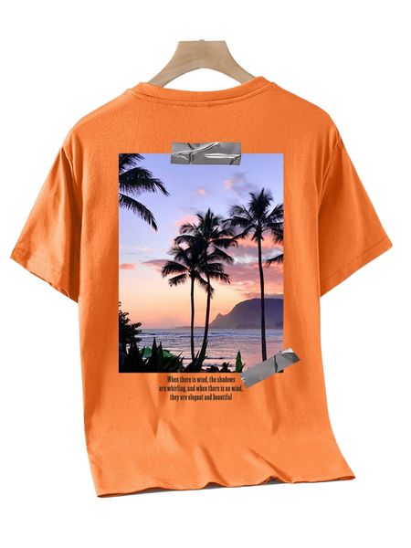 

men sea & coconut tree print tee q9bv#, White;black