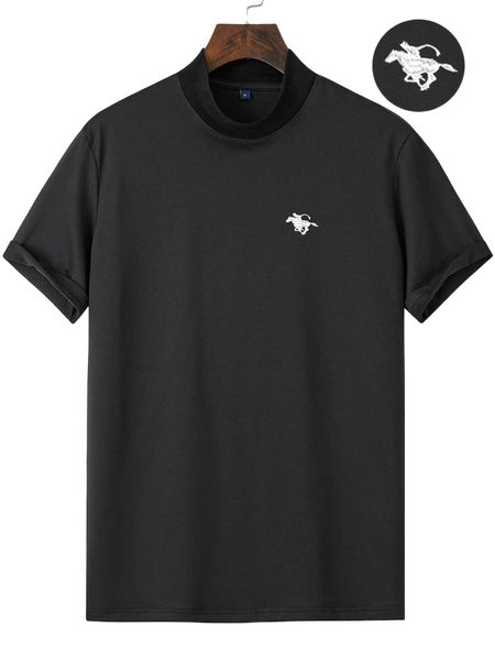 

men figure embroidery mock neck tee u5gm#, White;black