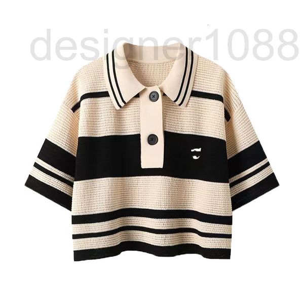

women's sweaters designer 2022 summer new versatile loose short sleeve striped polo women's short tee contrast d18u, White;black