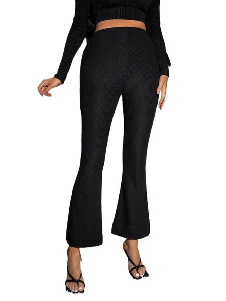 

sxy high waist flare leg pants k6fw#, Black;white