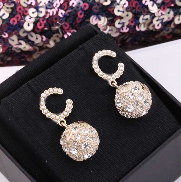 

2022 charm dangle drop earring with diamond and nature shell beads for women wedding jewelry gift have box stamp ps4959, Silver