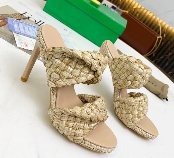 

arrivals style handwork causal high heel sandals weave outsole with rubber injection molding process comfortable upper feet slippers, Black