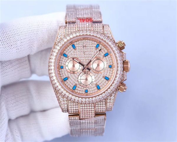 

montre de luxe 40mm-13.5mm luxury diamond watches mens watches 7750 mechanical movement sapphire glass precision steel case strap 06, Slivery;brown