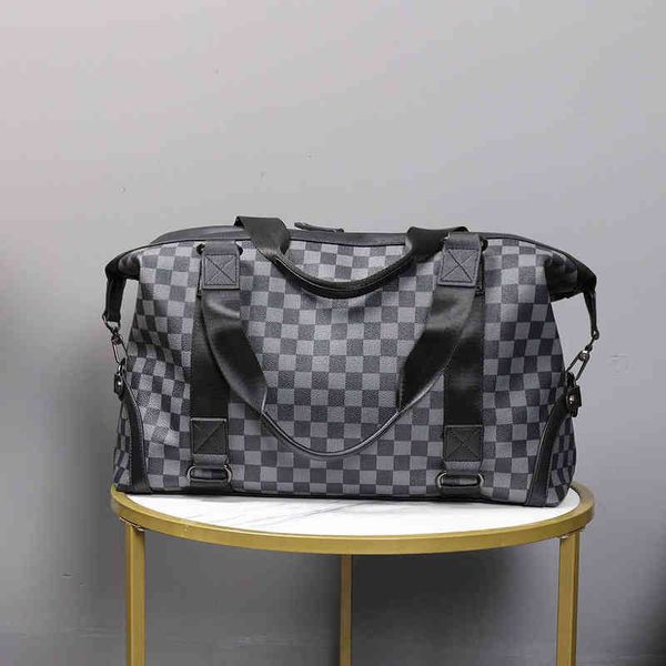 

checked men's and women's travel bag trend short distance diagonal cross bag korean checked handbag shoulder bag 220623