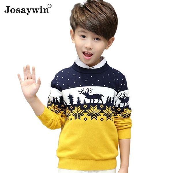 

christmas sweater baby boys and girl children o-neck print knitted sweater kid pullover cartoon autumn winter sweater lj201128, Blue