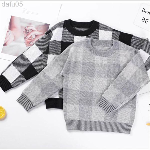 

children sweater spring/autumn sweaters cotton grid boy for 1-6 year wear girl clothes l220803, Blue