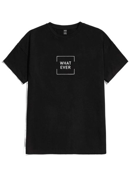 

men letter graphic drop shoulder tee a617#, White;black