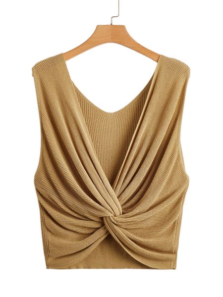 

plus twist front knit o3qb#, Black