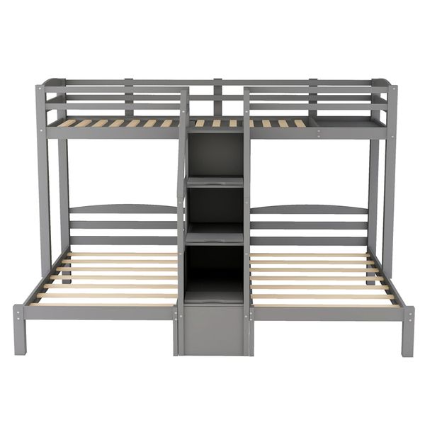 

good bedroom furniture twin over twin & twinbunk bed with built-in staircase and storage drawer espresso grey black