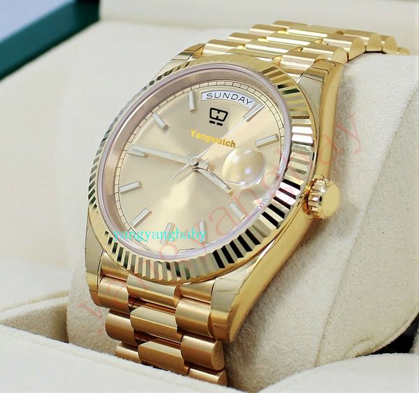 

original box watch president 40mm day-date 228238 18k yellow gold champagne stick dial *new* box/papers dress styles mechanical (automatic), Slivery;brown